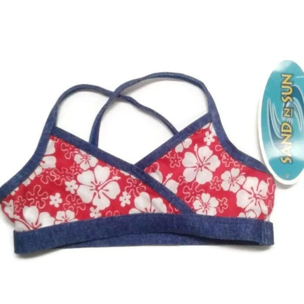 Sand N Sun 3T Girls Hawaiian Floral Tankini Swim Bathing Suit Top Only NEW